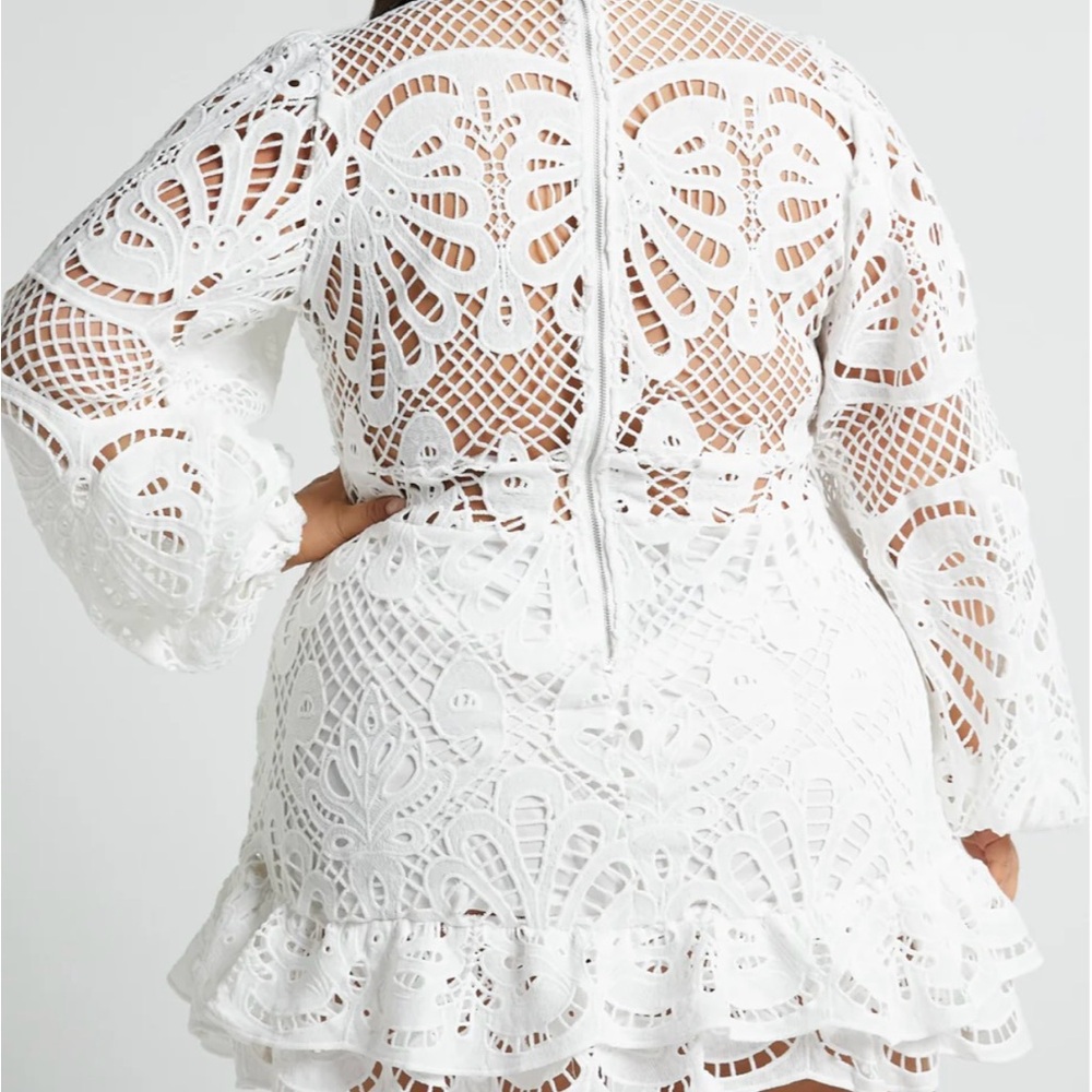 Showpo White Crochet Mini Dress - Picture 3 of 11